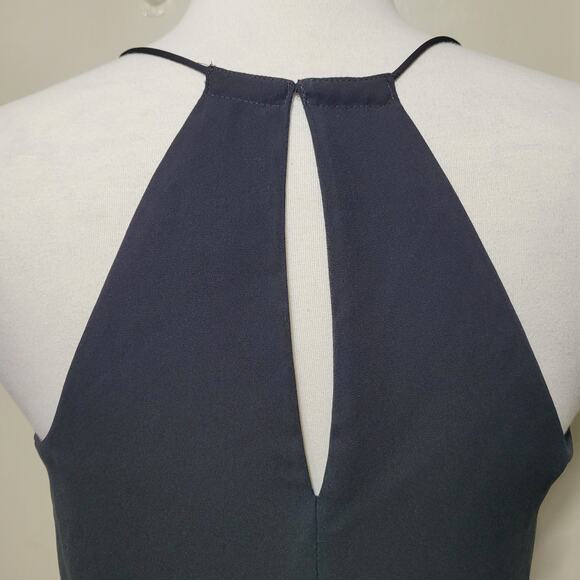 Express Women's Black Button Up Racerback Key Hole Tank Pleated Top Size XS - Picture 5 of 7